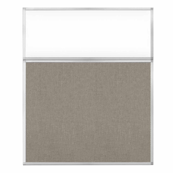 Hush Panel Configurable Cubicle Partition 5' x 6' W/ Window Warm Pebble Fabric Clear Window